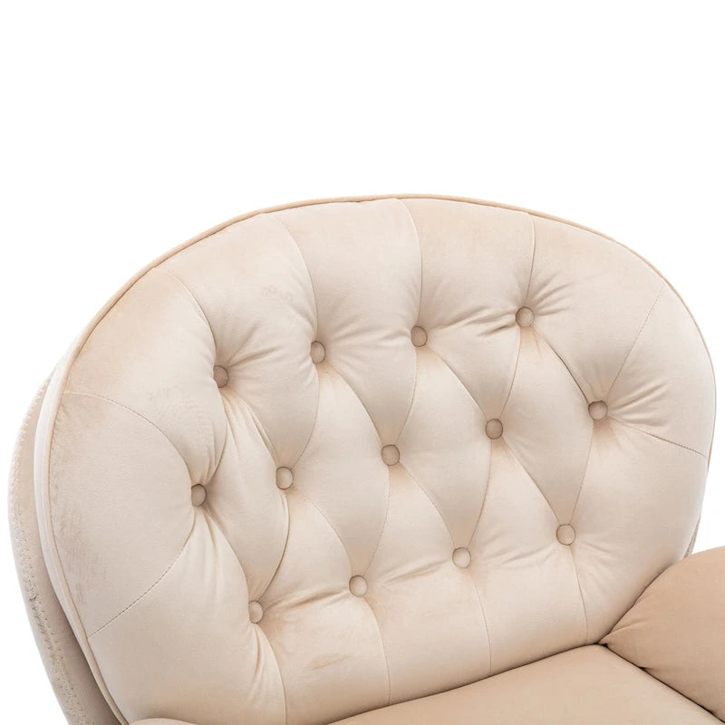 Fauteuil pivotant beige moderne de 80 cm avec repose-pieds
