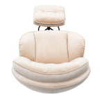 Fauteuil pivotant beige moderne de 80 cm avec repose-pieds