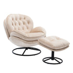 Fauteuil pivotant beige moderne de 80 cm avec repose-pieds