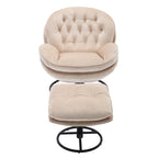 Fauteuil pivotant beige moderne de 80 cm avec repose-pieds
