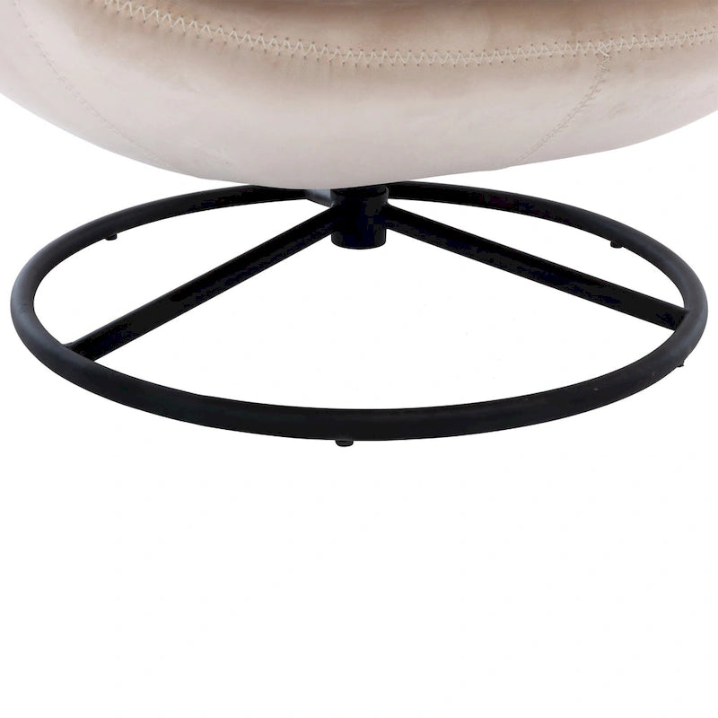 Fauteuil pivotant beige moderne de 80 cm avec repose-pieds