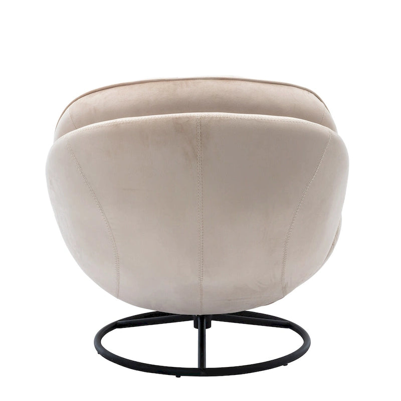 Fauteuil pivotant beige moderne de 80 cm avec repose-pieds