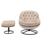 Fauteuil pivotant beige moderne de 80 cm avec repose-pieds