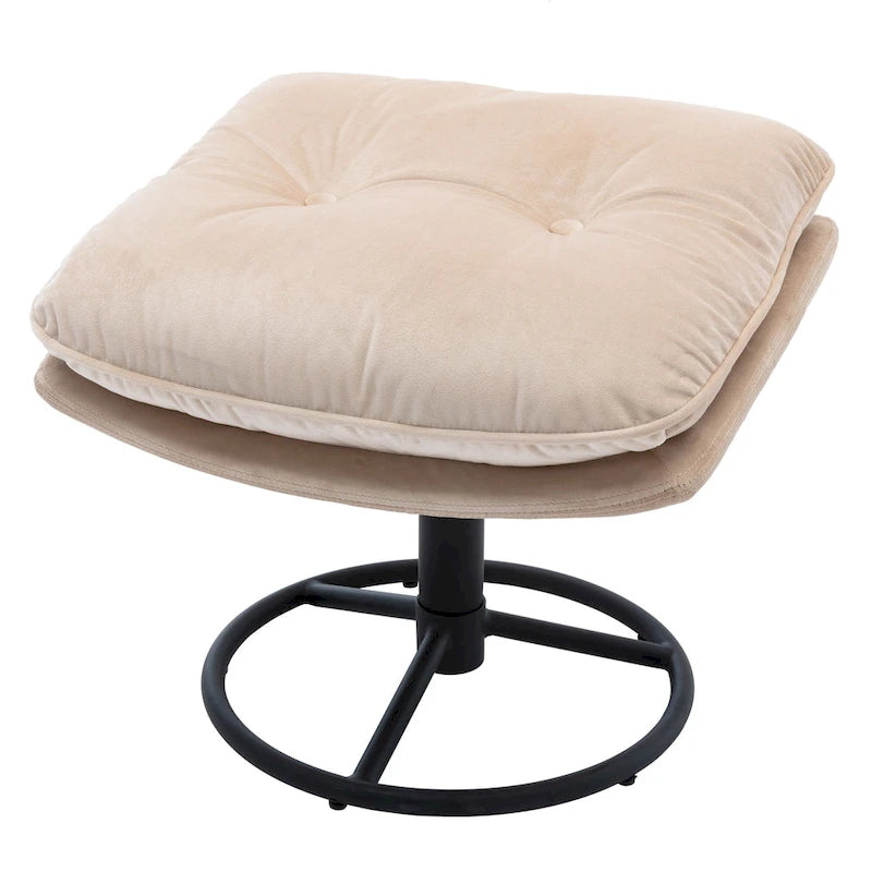 Fauteuil pivotant beige moderne de 80 cm avec repose-pieds
