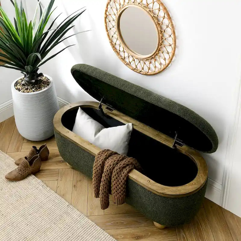 Banc ottoman de rangement, banc ottoman rembourré de bout de lit avec rangement et assise, grand banc de rangement pour couvertures et repose-pieds
