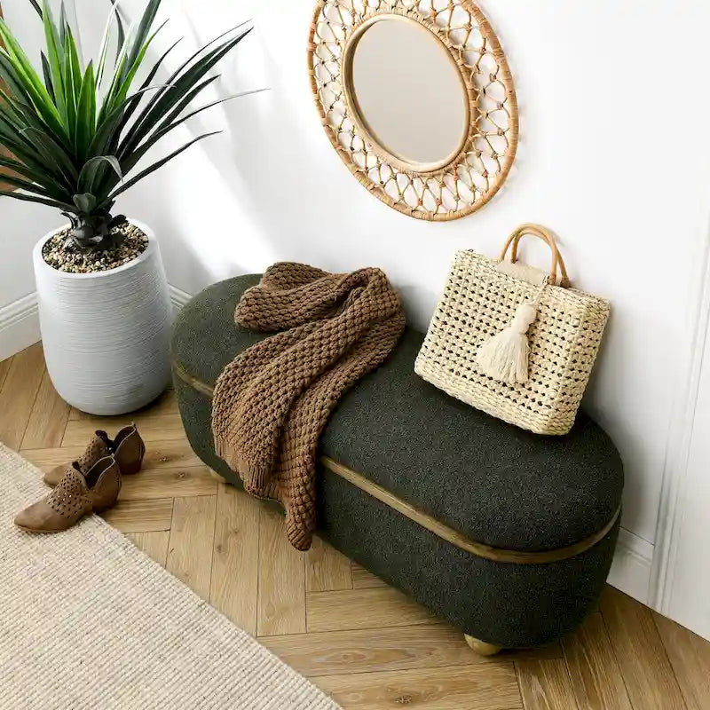 Banc ottoman de rangement, banc ottoman rembourré de bout de lit avec rangement et assise, grand banc de rangement pour couvertures et repose-pieds