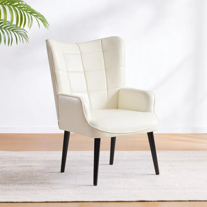Fauteuil d'appoint moderne en cuir PU crème 24,4