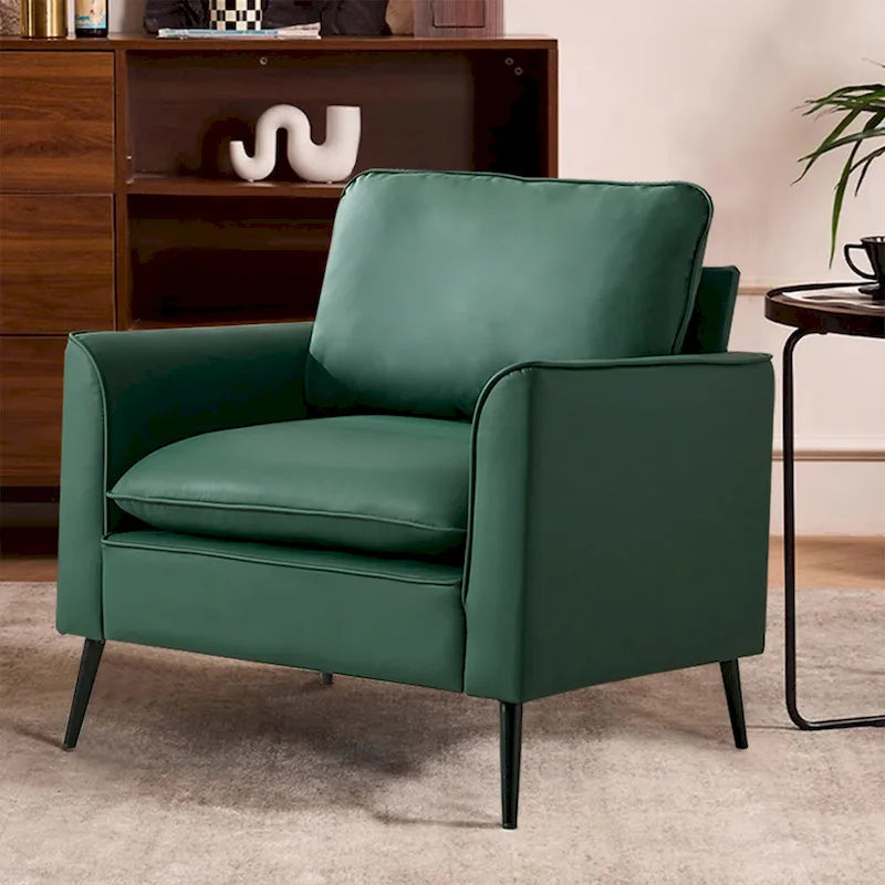 Canapé 1 pièce en cuir à motif pattes de chat, blanc crème