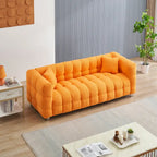 Canapé 3 places Orange 80 Teddy avec deux coussins et pieds robustes