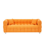 Canapé 3 places Orange 80 Teddy avec deux coussins et pieds robustes