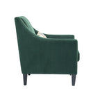 Fauteuil rembourré Emerald 26.77 avec accoudoirs incurvés et pieds en bois d'hévéa