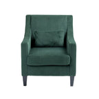 Fauteuil rembourré Emerald 26.77 avec accoudoirs incurvés et pieds en bois d'hévéa