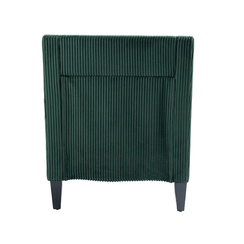Fauteuil rembourré Emerald 26.77 avec accoudoirs incurvés et pieds en bois d'hévéa