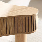 Table basse tambour moderne en bois, fabriquée à la main, de 42,52 pouces