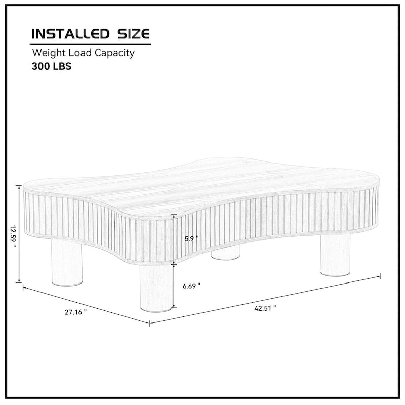 Table basse tambour moderne en bois, fabriquée à la main, de 42,52 pouces