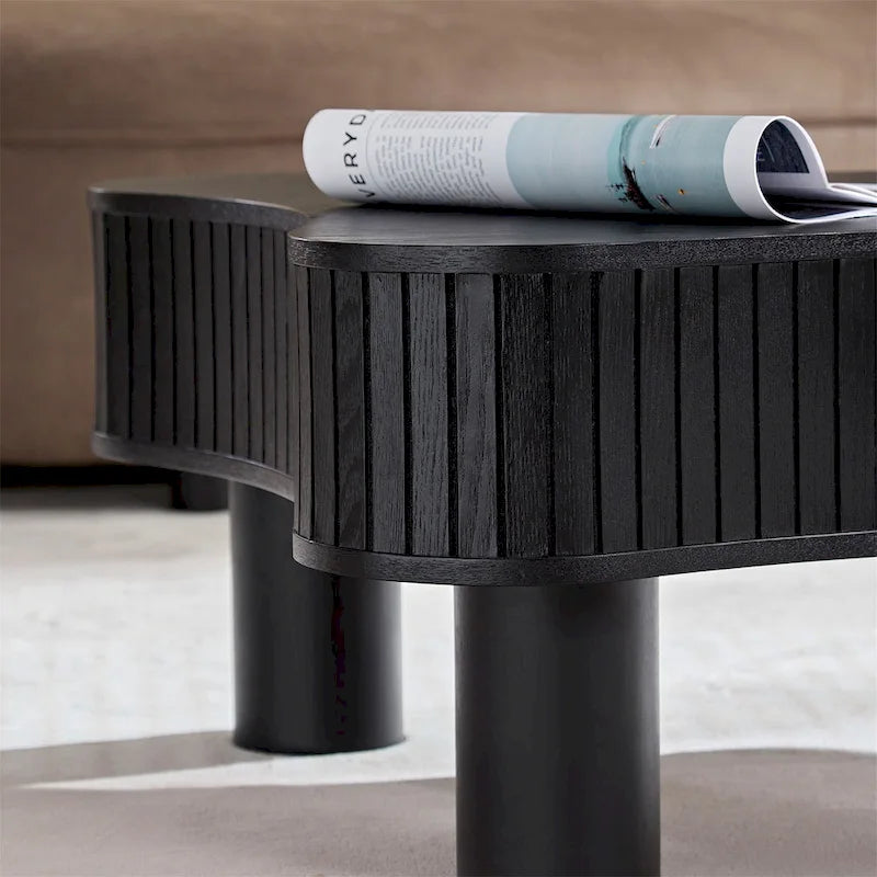 Table basse tambour moderne en bois, fabriquée à la main, de 42,52 pouces