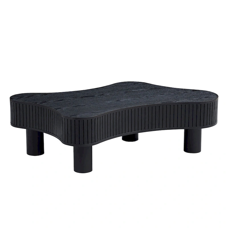 Table basse tambour moderne en bois, fabriquée à la main, de 42,52 pouces