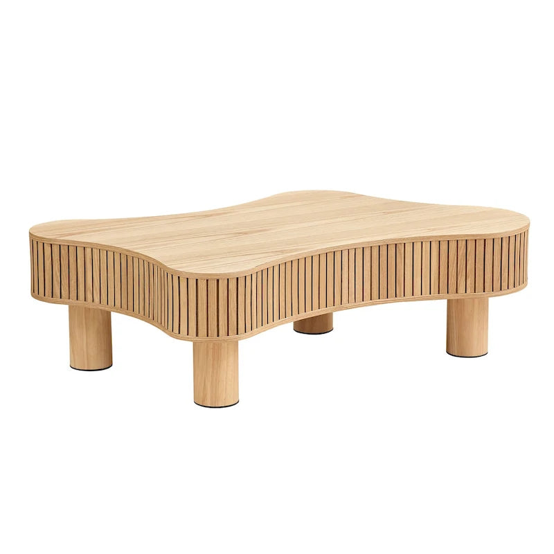 Table basse tambour moderne en bois, fabriquée à la main, de 42,52 pouces