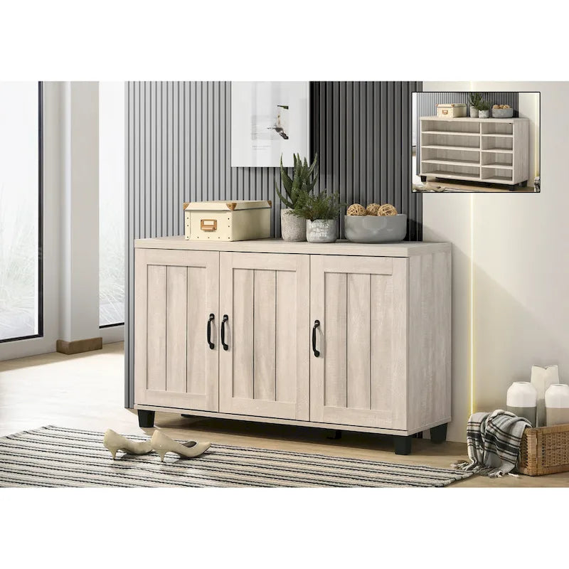 Meuble à chaussures moderne de style 45W à 3 portes, avec 6 étagères réglables