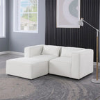 Canapé en tissu chenille avec pieds et pouf