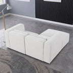 Canapé en tissu chenille avec pieds et pouf