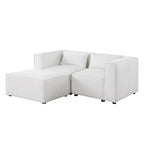 Canapé en tissu chenille avec pieds et pouf