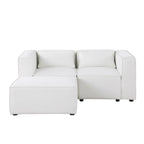 Canapé en tissu chenille avec pieds et pouf