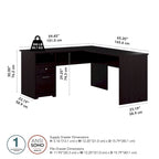 Bureau en L Cabot 60W avec étagère et tiroirs par Bush Furniture