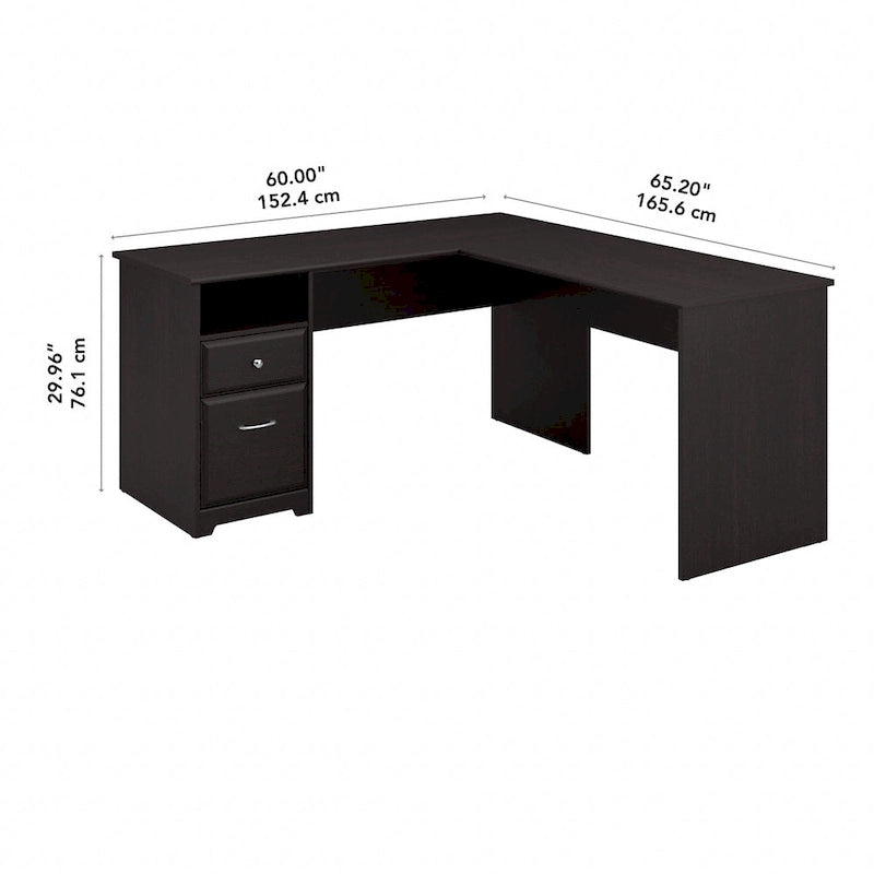 Bureau en L Cabot 60W avec étagère et tiroirs par Bush Furniture