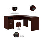 Bureau en L Cabot 60W avec étagère et tiroirs par Bush Furniture
