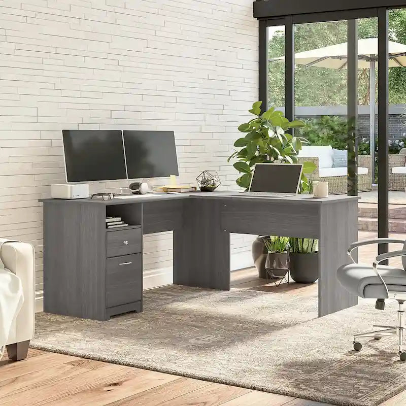 Bureau en L Cabot 60W avec étagère et tiroirs par Bush Furniture