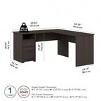Bureau en L Cabot 60W avec étagère et tiroirs par Bush Furniture