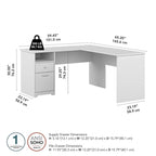 Bureau en L Cabot 60W avec étagère et tiroirs par Bush Furniture