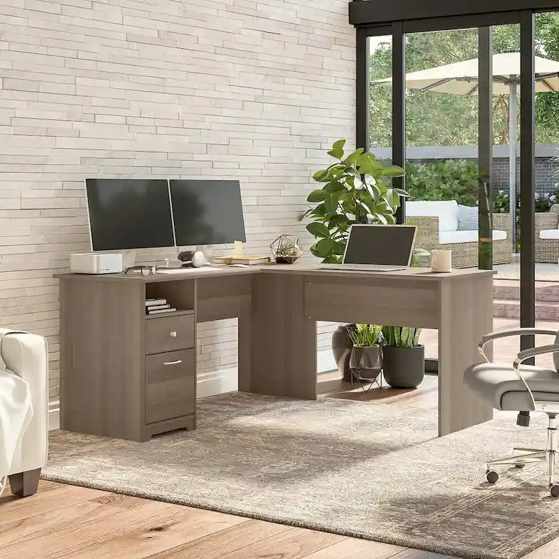Bureau en L Cabot 60W avec étagère et tiroirs par Bush Furniture
