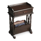 Table d'appoint HomeRoots 24 en bois massif et composite noir avec tiroir, étagère et porte-revues - 24