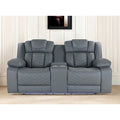 Canapé inclinable électrique 75 pouces en similicuir gris clair avec rangement