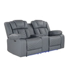 Canapé inclinable électrique 75 pouces en similicuir gris clair avec rangement