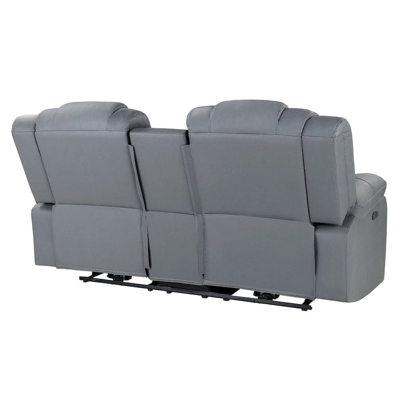 Canapé inclinable électrique 75 pouces en similicuir gris clair avec rangement