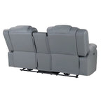 Canapé inclinable électrique 75 pouces en similicuir gris clair avec rangement