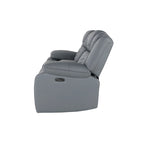 Canapé inclinable électrique 75 pouces en similicuir gris clair avec rangement