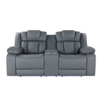 Canapé inclinable électrique 75 pouces en similicuir gris clair avec rangement