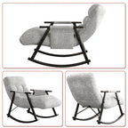 Fauteuil à bascule moderne classique recouvert de tissu avec poche de rangement
