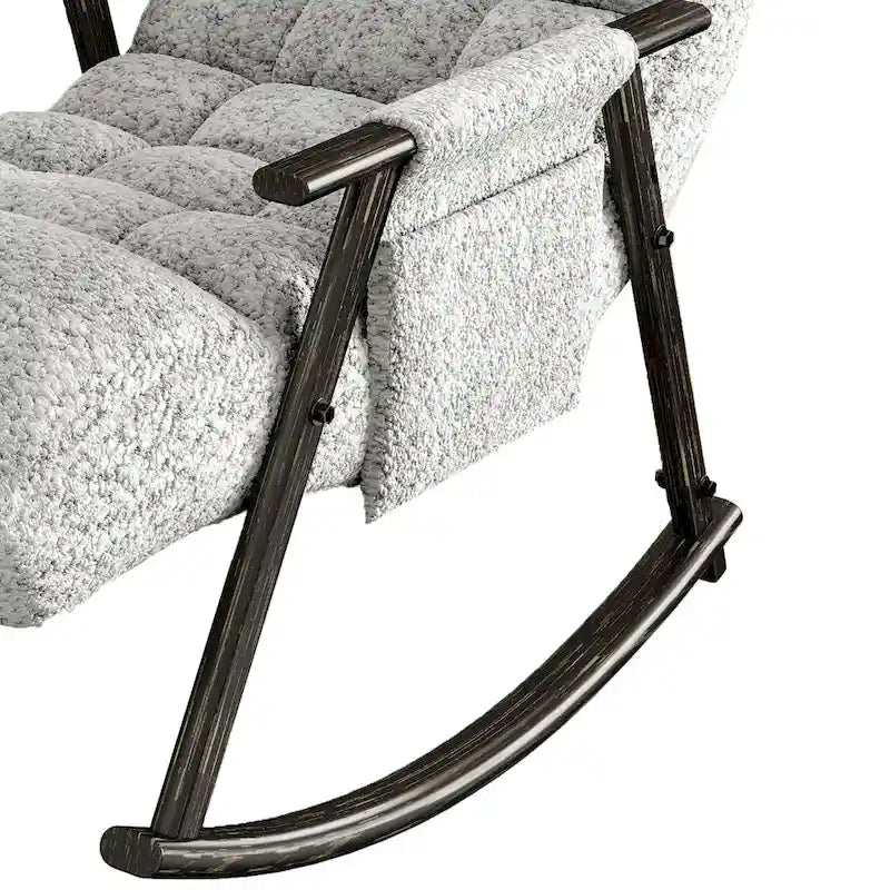 Fauteuil à bascule moderne classique recouvert de tissu avec poche de rangement