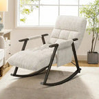 Fauteuil à bascule moderne classique recouvert de tissu avec poche de rangement