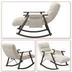 Fauteuil à bascule moderne classique recouvert de tissu avec poche de rangement