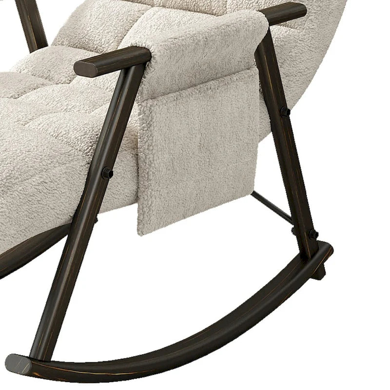 Fauteuil à bascule moderne classique recouvert de tissu avec poche de rangement