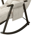 Fauteuil à bascule moderne classique recouvert de tissu avec poche de rangement
