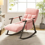 Fauteuil à bascule moderne classique recouvert de tissu avec poche de rangement