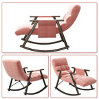 Fauteuil à bascule moderne classique recouvert de tissu avec poche de rangement