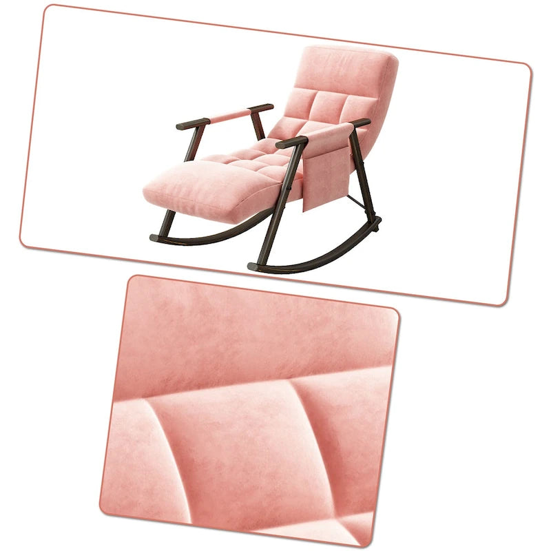 Fauteuil à bascule moderne classique recouvert de tissu avec poche de rangement